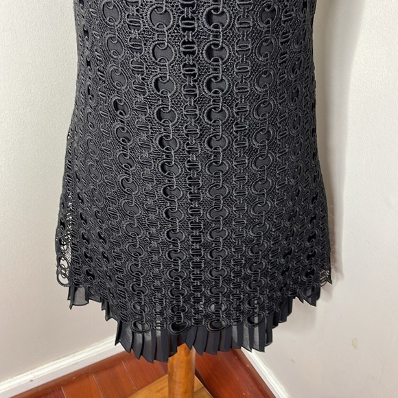 Sandro‎ Lace Crochet Embroidered Franck Mini Dress Sleeveless Ruffle Pleated Hem - Picture 8 of 12